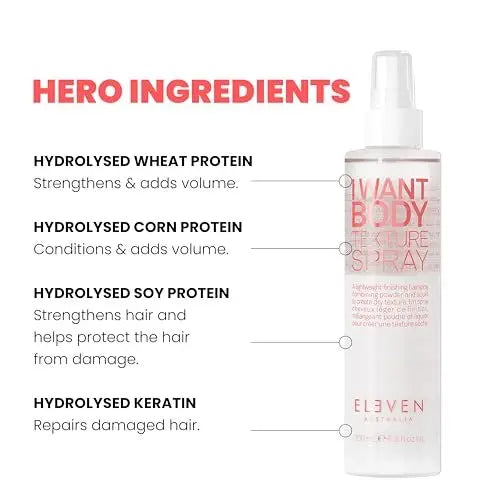 ELEVEN AUSTRALIA I Want Body Texture Spray - Volumizing Dry Texture Spray for Fine to Medium Hair, Matte Finish, Flexible Hold, 1.7 fl oz Avelisse
