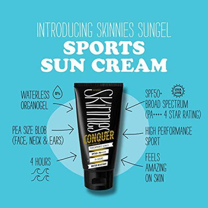 Skinnies CONQUER Sungel Sun Cream SPF50+ - Broad Spectrum, Reef Safe, Water Resistant 4 Hours (100ml) Avelisse