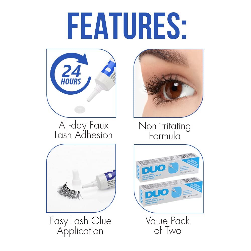 DUO Eyelash Glue – Clear Lash Adhesive for Strip Lashes, Long-Lasting and Waterproof, 0.5 oz, 2 Pack - görsel 7