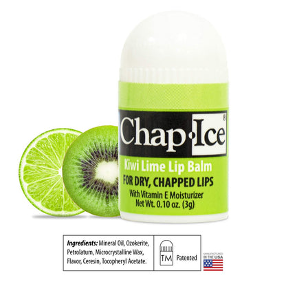 Chap-Ice® 12-Count Assorted Mini Lip Balm Pack with Keychain | Made in USA | Cherry, Citrus Orange, Kiwi Lime, & Beeswax Avelisse