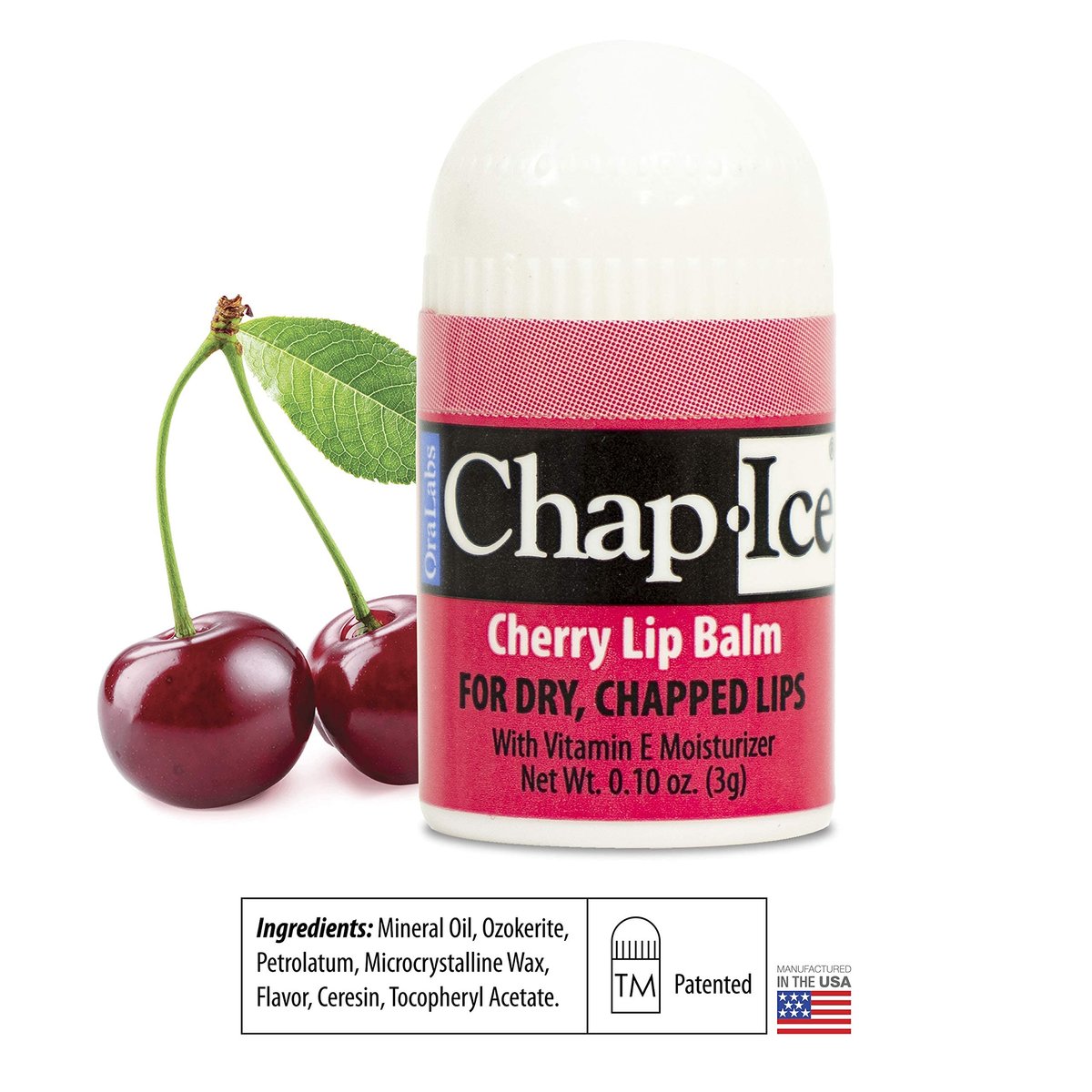 Chap-Ice® 12-Count Assorted Mini Lip Balm Pack with Keychain | Made in USA | Cherry, Citrus Orange, Kiwi Lime, & Beeswax Avelisse