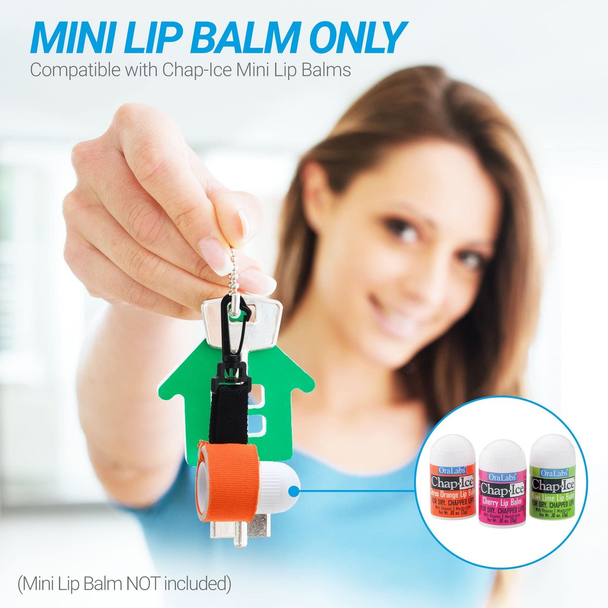 Chap-Ice® 12-Count Assorted Mini Lip Balm Pack with Keychain | Made in USA | Cherry, Citrus Orange, Kiwi Lime, & Beeswax Avelisse