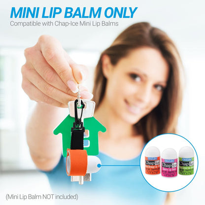Chap-Ice® 12-Count Assorted Mini Lip Balm Pack with Keychain | Made in USA | Cherry, Citrus Orange, Kiwi Lime, & Beeswax Avelisse