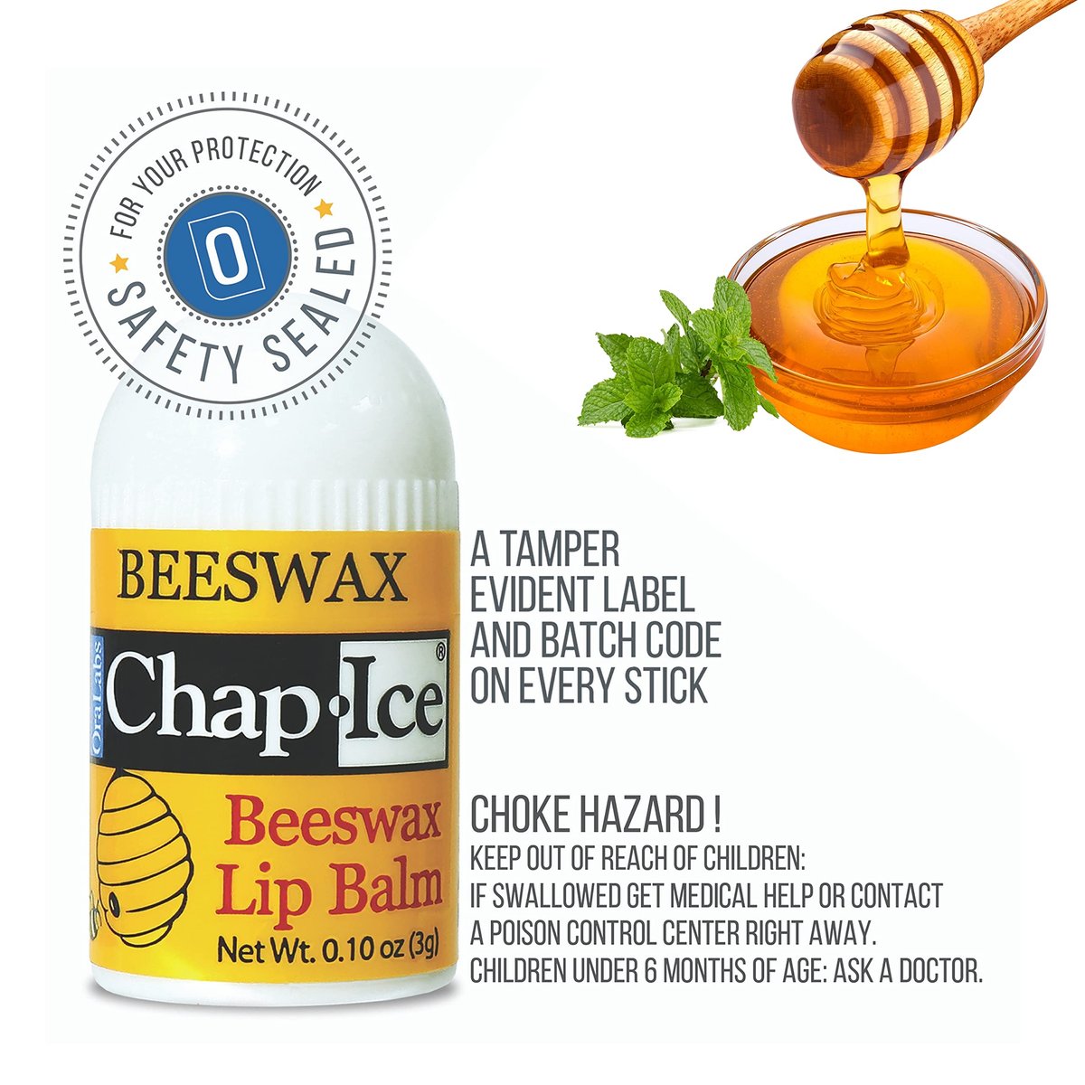 Chap-Ice® 12-Count Assorted Mini Lip Balm Pack with Keychain | Made in USA | Cherry, Citrus Orange, Kiwi Lime, & Beeswax Avelisse