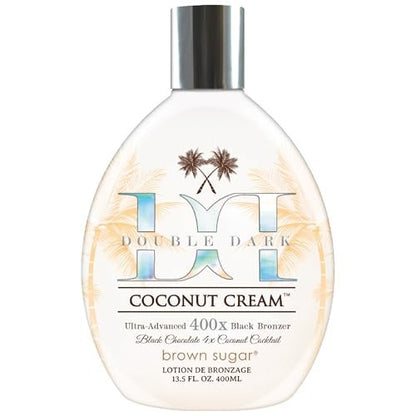 Brown Sugar Double Dark Coconut Cream Tanning Lotion - Ultra-Advanced 400X Black Chocolate Bronzer with Quadruple Coconut Cocktail & Argan Extracts, 13.5 oz Avelisse