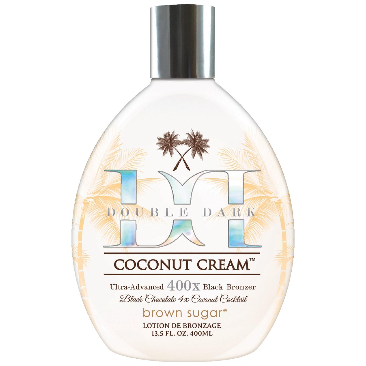 Brown Sugar Double Dark Coconut Cream Tanning Lotion - Ultra-Advanced 400X Black Chocolate Bronzer with Quadruple Coconut Cocktail & Argan Extracts, 13.5 oz Avelisse