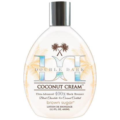 Brown Sugar Double Dark Coconut Cream Tanning Lotion - Ultra-Advanced 400X Black Chocolate Bronzer with Quadruple Coconut Cocktail & Argan Extracts, 13.5 oz Avelisse