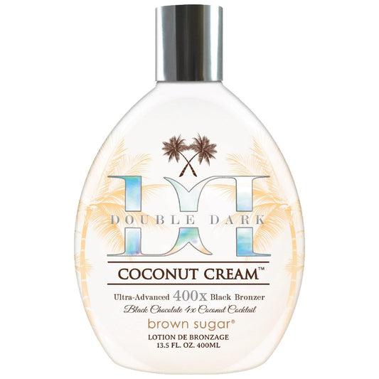 Brown Sugar Double Dark Coconut Cream Tanning Lotion - Ultra-Advanced 400X Black Chocolate Bronzer with Quadruple Coconut Cocktail & Argan Extracts, 13.5 oz Avelisse