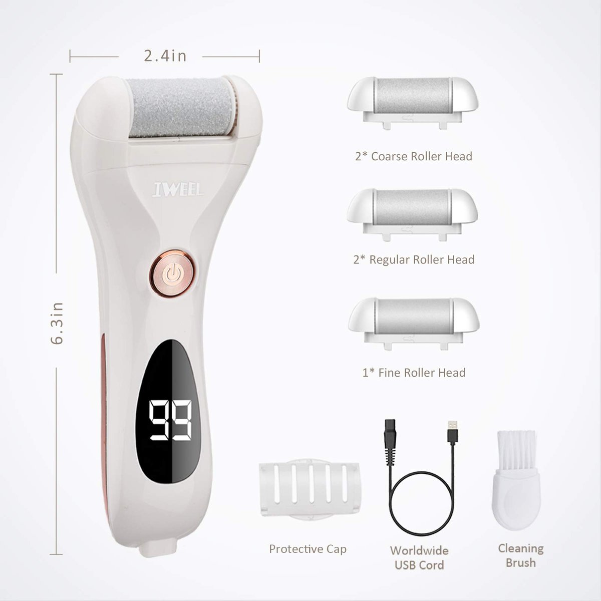 IWEEL Rechargeable Electric Callus Remover for Feet – Waterproof Pedicure File for Cracked Heels & Dead Skin Avelisse