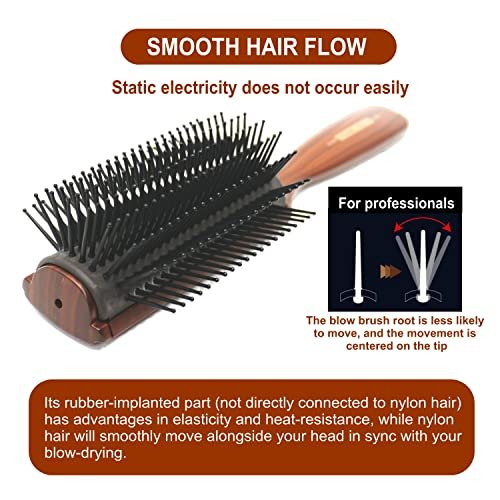 VESS C-2000 Professional Tourmaline Ceramic Hair Brush – 9 Row Round Tip Curved Pad for All Hair Types - görsel 10