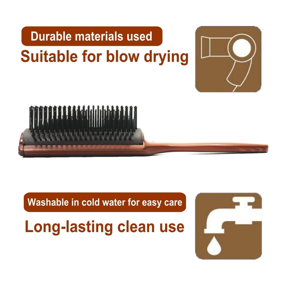 VESS C-2000 Professional Tourmaline Ceramic Hair Brush – 9 Row Round Tip Curved Pad for All Hair Types - görsel 13