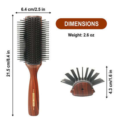 VESS C-2000 Professional Tourmaline Ceramic Hair Brush – 9 Row Round Tip Curved Pad for All Hair Types