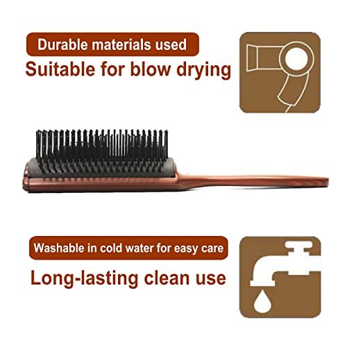 VESS C-2000 Professional Tourmaline Ceramic Hair Brush – 9 Row Round Tip Curved Pad for All Hair Types - görsel 14