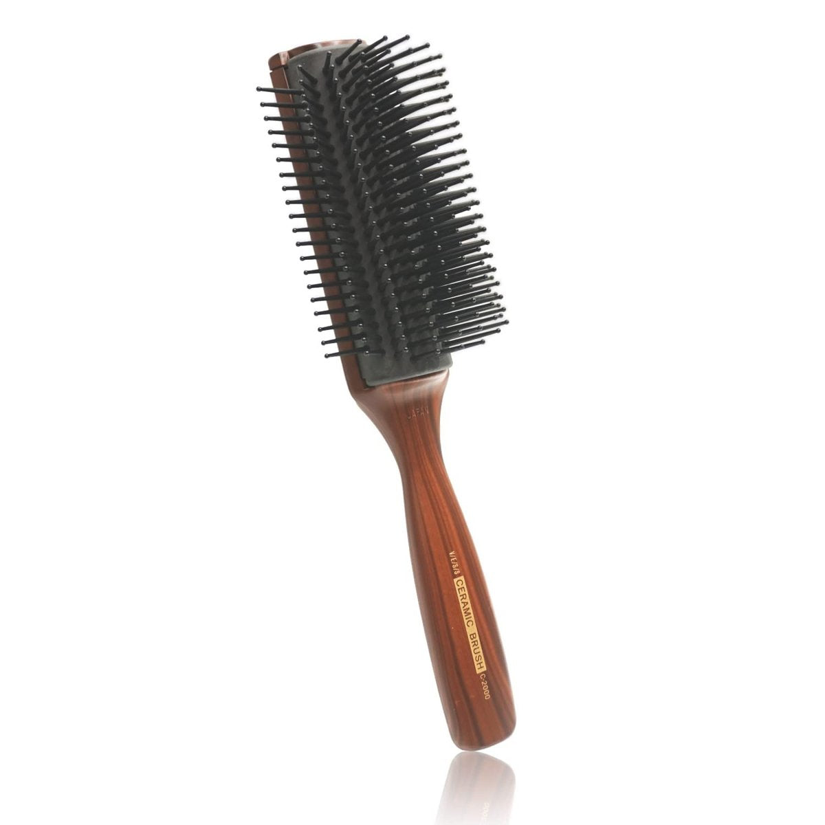 VESS C-2000 Professional Tourmaline Ceramic Hair Brush – 9 Row Round Tip Curved Pad for All Hair Types - görsel 1