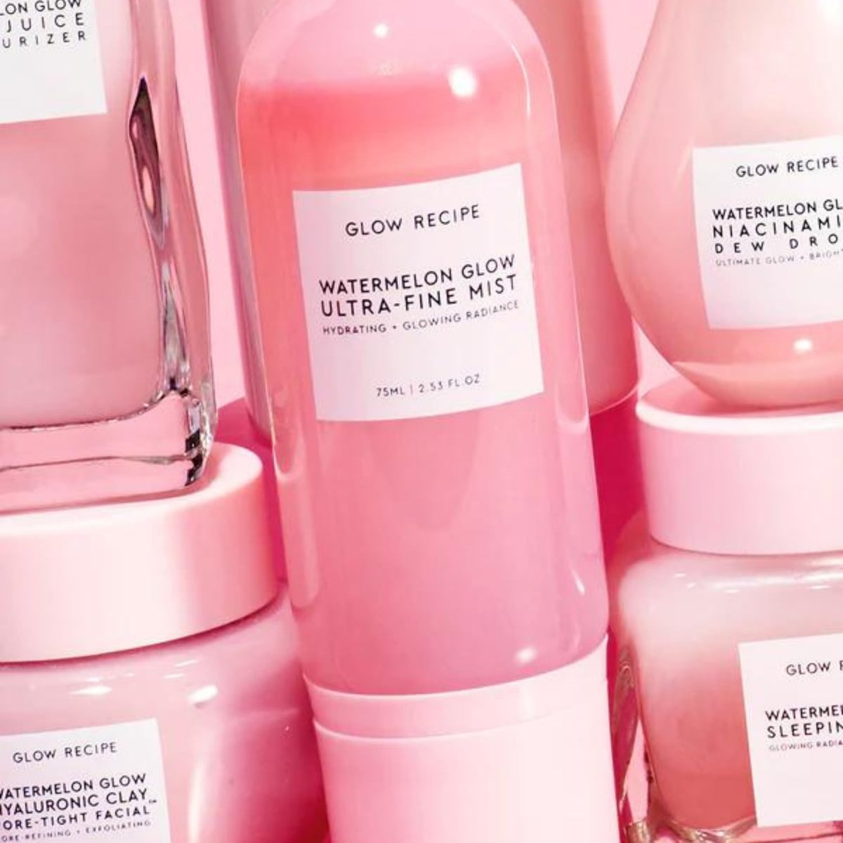 Glow Recipe Watermelon Glow Facial Spray + Hydrating Mist - Ultra-Fine Face Mist with Hyaluronic Acid + Hibiscus AHA for Dewy Skin (75ml) Avelisse
