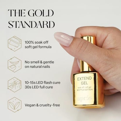 APRÉS Nail Extend Gel Gold Bottle - 15mL Premium Soft Gel Adhesive for Gel-X Tips, Easy Soak Off, Applicator Included Avelisse
