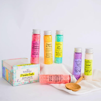 Bella & Bear Paradise Fruits Bath Salts – 6 Pack Relaxing Spa & Foot Soak – Vegan & Cruelty-Free Fruity Scented Bath Soak Gift Set Avelisse
