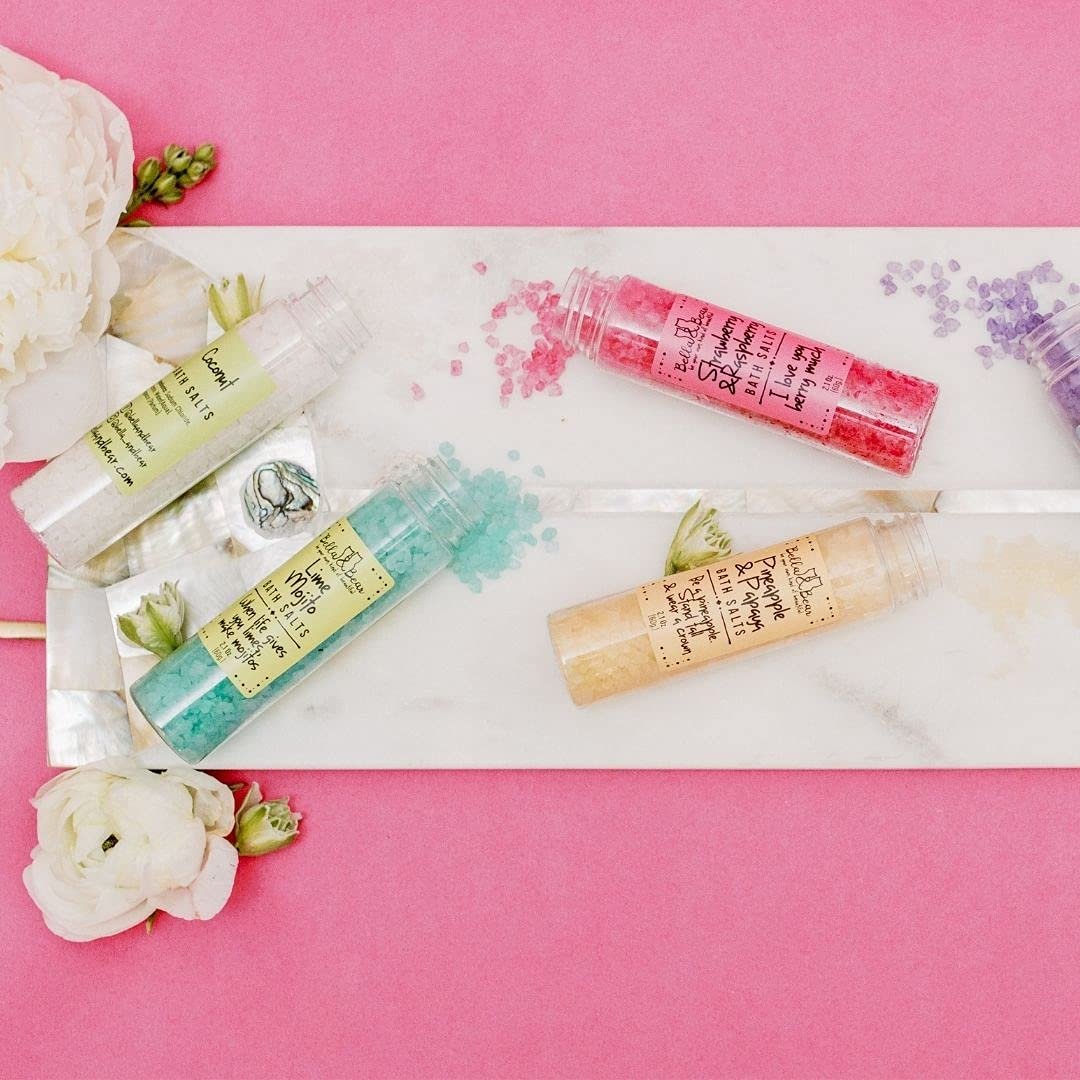 Bella & Bear Paradise Fruits Bath Salts – 6 Pack Relaxing Spa & Foot Soak – Vegan & Cruelty-Free Fruity Scented Bath Soak Gift Set Avelisse