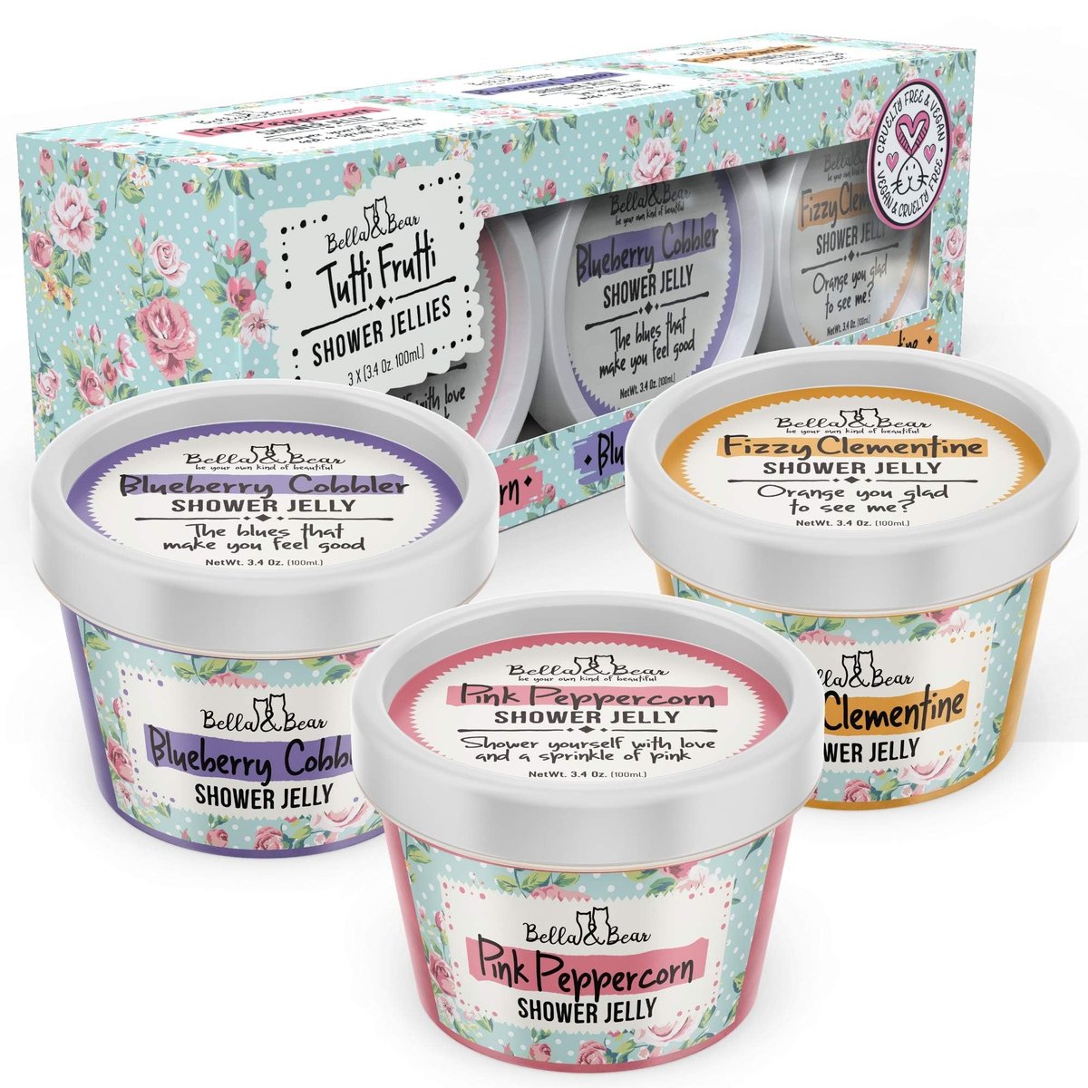 Bella & Bear Tutti Frutti Shower Jellies – Fun Bath Gift Set for Tween Girls & Teens, Cute Jelly Soap, 3 x 3oz Avelisse