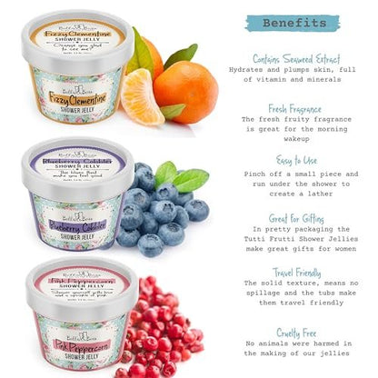 Bella & Bear Tutti Frutti Shower Jellies – Fun Bath Gift Set for Tween Girls & Teens, Cute Jelly Soap, 3 x 3oz Avelisse