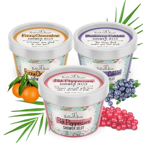 Bella & Bear Tutti Frutti Shower Jellies – Fun Bath Gift Set for Tween Girls & Teens, Cute Jelly Soap, 3 x 3oz Avelisse