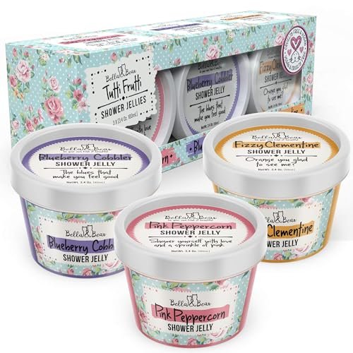 Bella & Bear Tutti Frutti Shower Jellies – Fun Bath Gift Set for Tween Girls & Teens, Cute Jelly Soap, 3 x 3oz Avelisse