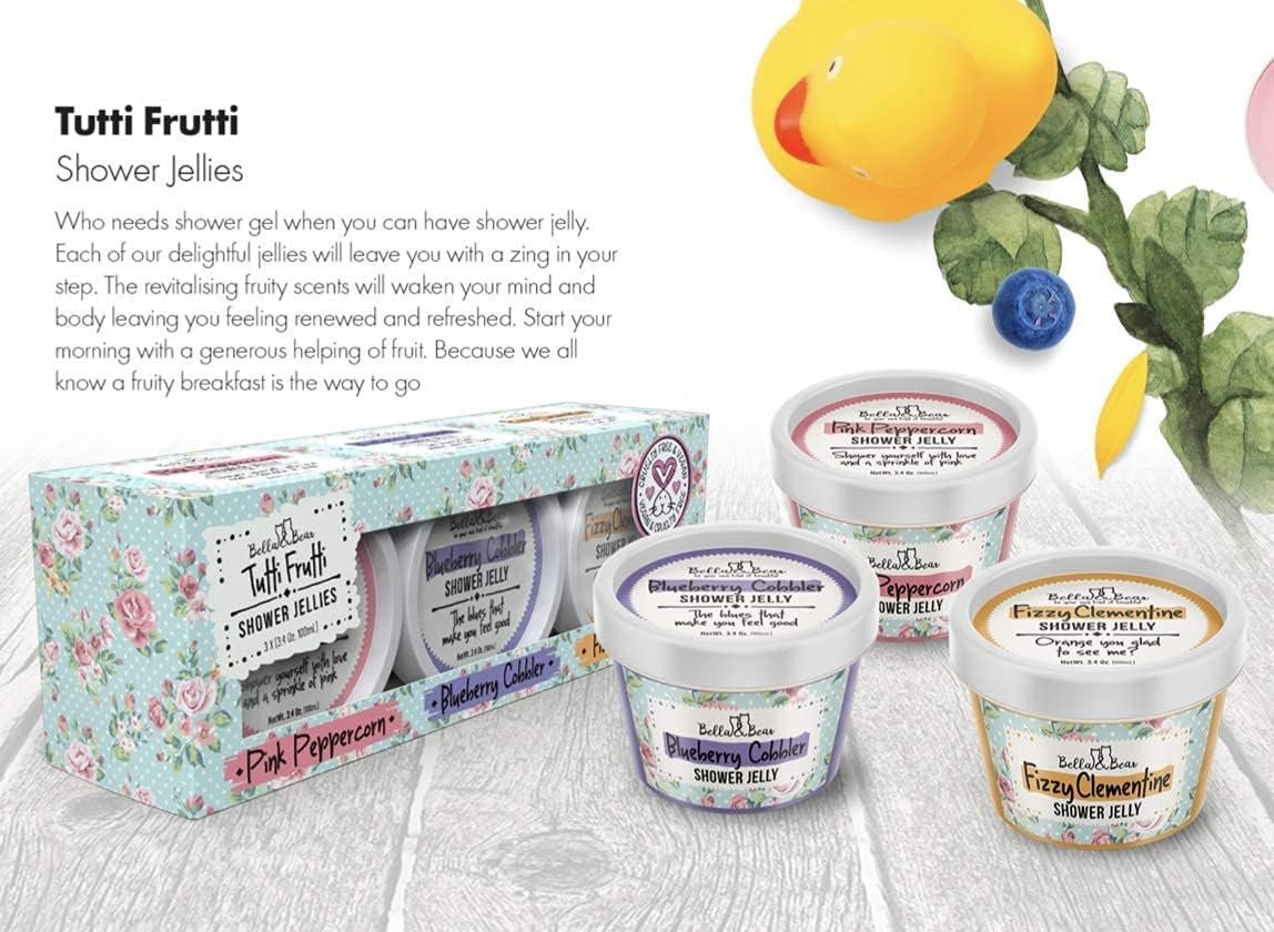 Bella & Bear Tutti Frutti Shower Jellies – Fun Bath Gift Set for Tween Girls & Teens, Cute Jelly Soap, 3 x 3oz Avelisse