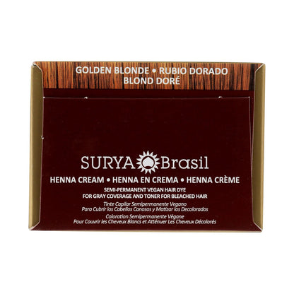 Surya Brasil Henna Cream Golden Blonde - 98% Natural, Vegan, Cruelty-Free Semi-Permanent Hair Color - 2.37 oz Avelisse