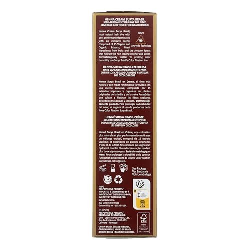 Surya Brasil Henna Cream Golden Blonde - 98% Natural, Vegan, Cruelty-Free Semi-Permanent Hair Color - 2.37 oz Avelisse