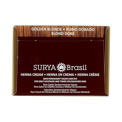Surya Brasil Henna Cream Golden Blonde - 98% Natural, Vegan, Cruelty-Free Semi-Permanent Hair Color - 2.37 oz Avelisse