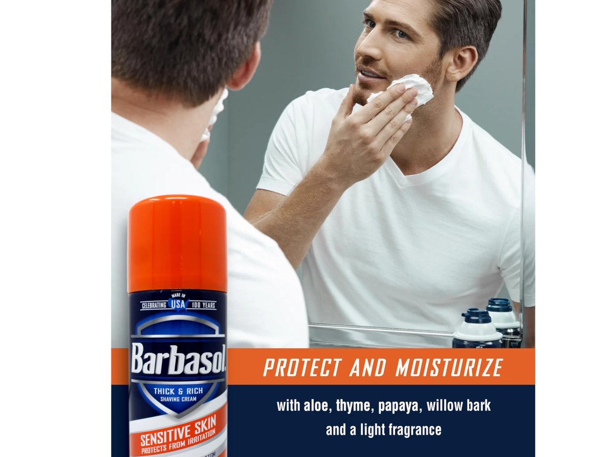 Barbasol Sensitive Skin Shave Cream - 7 oz (Pack of 3) - Soothing, Fragrance-Free Formula for Men & Women Avelisse
