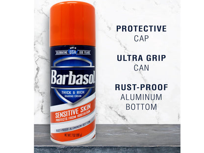 Barbasol Sensitive Skin Shave Cream - 7 oz (Pack of 3) - Soothing, Fragrance-Free Formula for Men & Women Avelisse