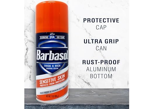 Barbasol Sensitive Skin Shave Cream - 7 oz (Pack of 3) - Soothing, Fragrance-Free Formula for Men & Women Avelisse