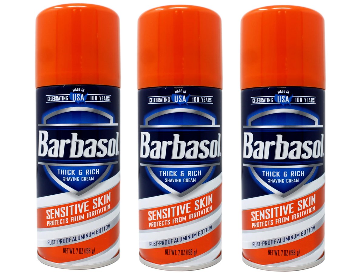 Barbasol Sensitive Skin Shave Cream - 7 oz (Pack of 3) - Soothing, Fragrance-Free Formula for Men & Women Avelisse