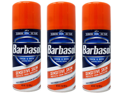 Barbasol Sensitive Skin Shave Cream - 7 oz (Pack of 3) - Soothing, Fragrance-Free Formula for Men & Women Avelisse