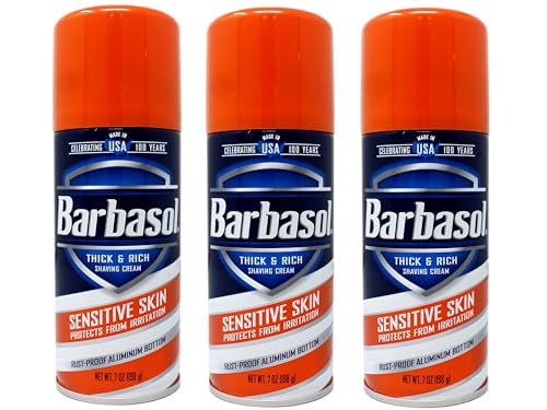 Barbasol Sensitive Skin Shave Cream - 7 oz (Pack of 3) - Soothing, Fragrance-Free Formula for Men & Women Avelisse