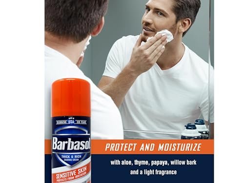 Barbasol Sensitive Skin Shave Cream - 7 oz (Pack of 3) - Soothing, Fragrance-Free Formula for Men & Women Avelisse