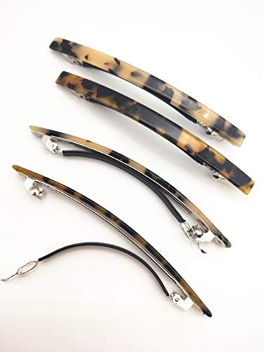 4 Pack Elegant Automatic Hair Clips - 4 Inches Brown Celluloid Onyx Barrette for Women & Girls - görsel 8