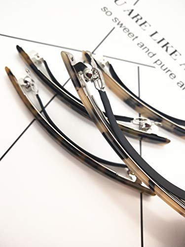 4 Pack Elegant Automatic Hair Clips - 4 Inches Brown Celluloid Onyx Barrette for Women & Girls - görsel 6