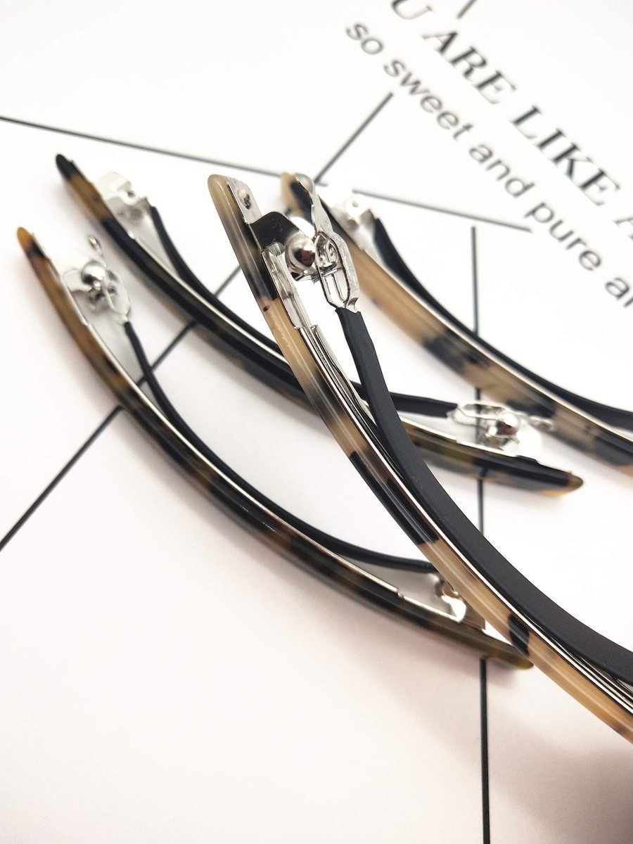 4 Pack Elegant Automatic Hair Clips - 4 Inches Brown Celluloid Onyx Barrette for Women & Girls - görsel 5