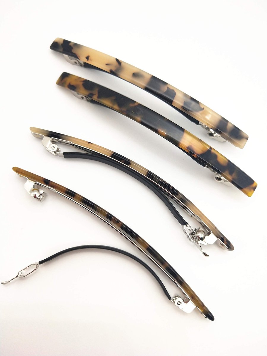 4 Pack Elegant Automatic Hair Clips - 4 Inches Brown Celluloid Onyx Barrette for Women & Girls - görsel 7