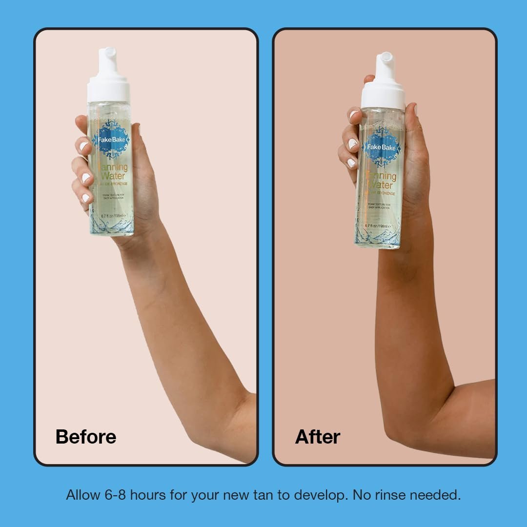 Fake Bake Foam Tanning Water Self Tanner Instant Glow with Hydrating Passion Flower Rejuvenation - Natural Looking Sunless Bronzing for Women & Men - 6.7 oz Avelisse
