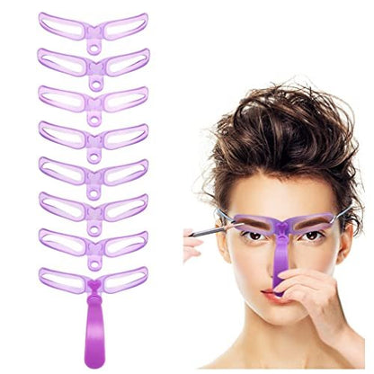 Amariver Eyebrow Stencils – Reusable Eyebrow Template Kit with Handle and Strap, 8 Styles for Perfect Brows