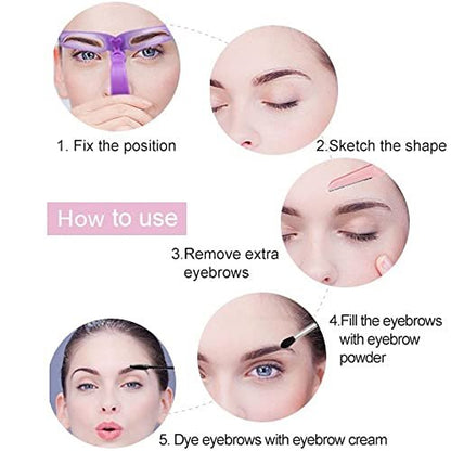 Amariver Eyebrow Stencils – Reusable Eyebrow Template Kit with Handle and Strap, 8 Styles for Perfect Brows