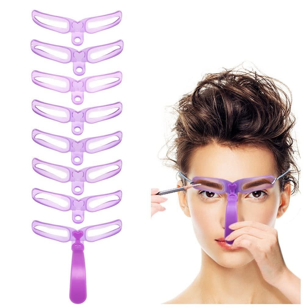 Amariver Eyebrow Stencils – Reusable Eyebrow Template Kit with Handle and Strap, 8 Styles for Perfect Brows - görsel 1