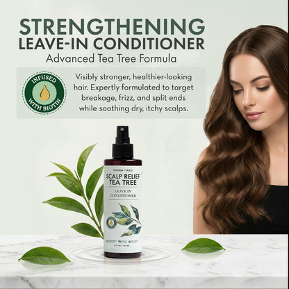Leave In Conditioner Spray - Tea Tree Scalp Treatment - Anti-Dandruff & Itchy Scalp Relief, Hydrating & Medicated Formula for Psoriasis Care - Detangles & Nourishes Hair (8 Fl Oz)