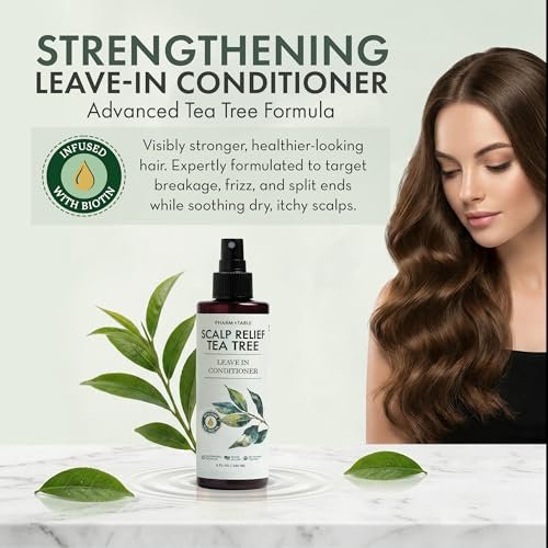 Leave In Conditioner Spray - Tea Tree Scalp Treatment - Anti-Dandruff & Itchy Scalp Relief, Hydrating & Medicated Formula for Psoriasis Care - Detangles & Nourishes Hair (8 Fl Oz) - görsel 4