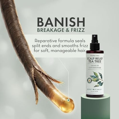 Leave In Conditioner Spray - Tea Tree Scalp Treatment - Anti-Dandruff & Itchy Scalp Relief, Hydrating & Medicated Formula for Psoriasis Care - Detangles & Nourishes Hair (8 Fl Oz)