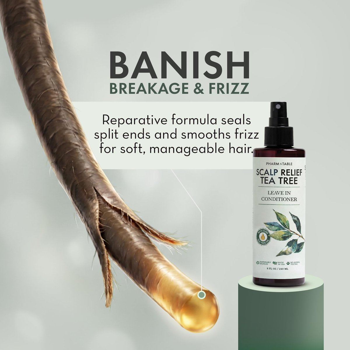 Leave In Conditioner Spray - Tea Tree Scalp Treatment - Anti-Dandruff & Itchy Scalp Relief, Hydrating & Medicated Formula for Psoriasis Care - Detangles & Nourishes Hair (8 Fl Oz) - görsel 11
