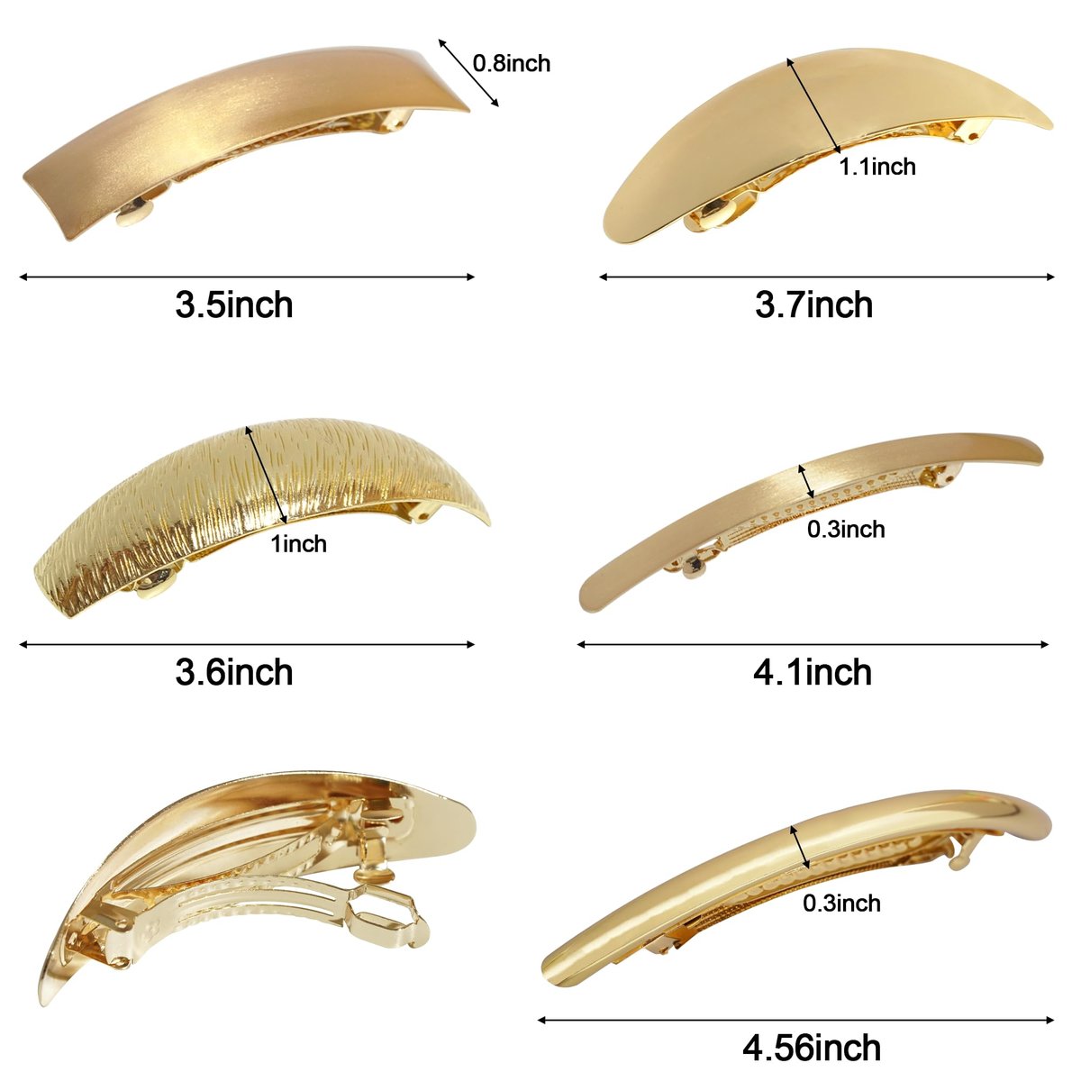 DeD Pack of 5 Gold Metal Hair Clips – Retro French Hair Barrettes for Women - görsel 3